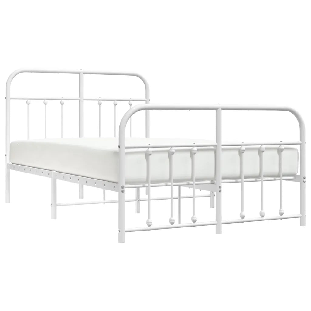 Giroletto con Testiera e Pediera-Struttura Letto Metallo Bianco 120x200 cm 218014
