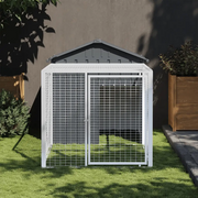 Gabbia per polli con recinto antracite 117x201x123 cm in acciaio zincato 172353