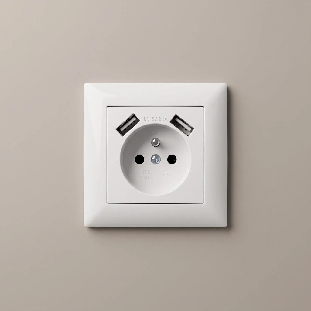 Presa Singola Con Messa A Terra + 2x Usb-a Oste Jnh003-g White