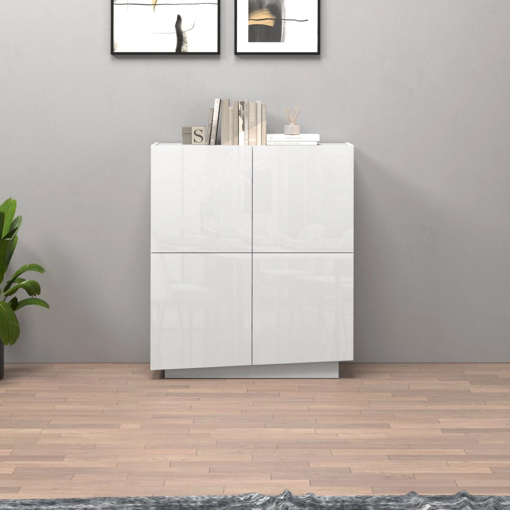 WHOUS Credenza Vela con 4 ante colore bianco lucido 100x35x120,4 cm