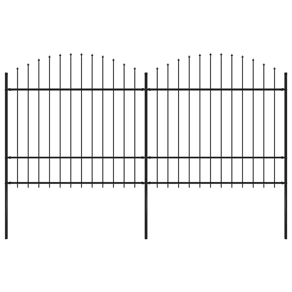 Recinzione da Giardino con Punta a Lancia in Acciaio 337x175 cm Nero 277740