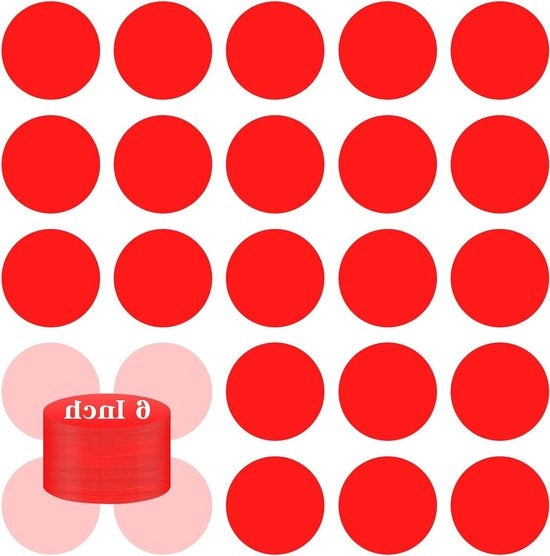 Set di adesivi per pavimento - 36 pezzi, adesivi per pavimento in vinile rosso acqua-resistente per bambini - rimovibili e autoadesivi - adatti per scuola materna e scuola primaria - 6 pollici.