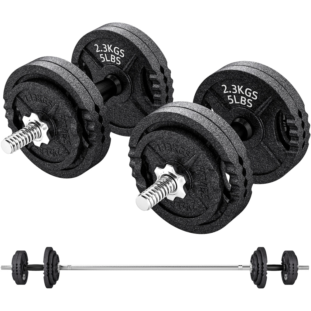 Set di Pesi per Palestra 2 in 1 ¨C zephmum ¨C Nero, Acciaio, 42 kg, 180x24x24 cm