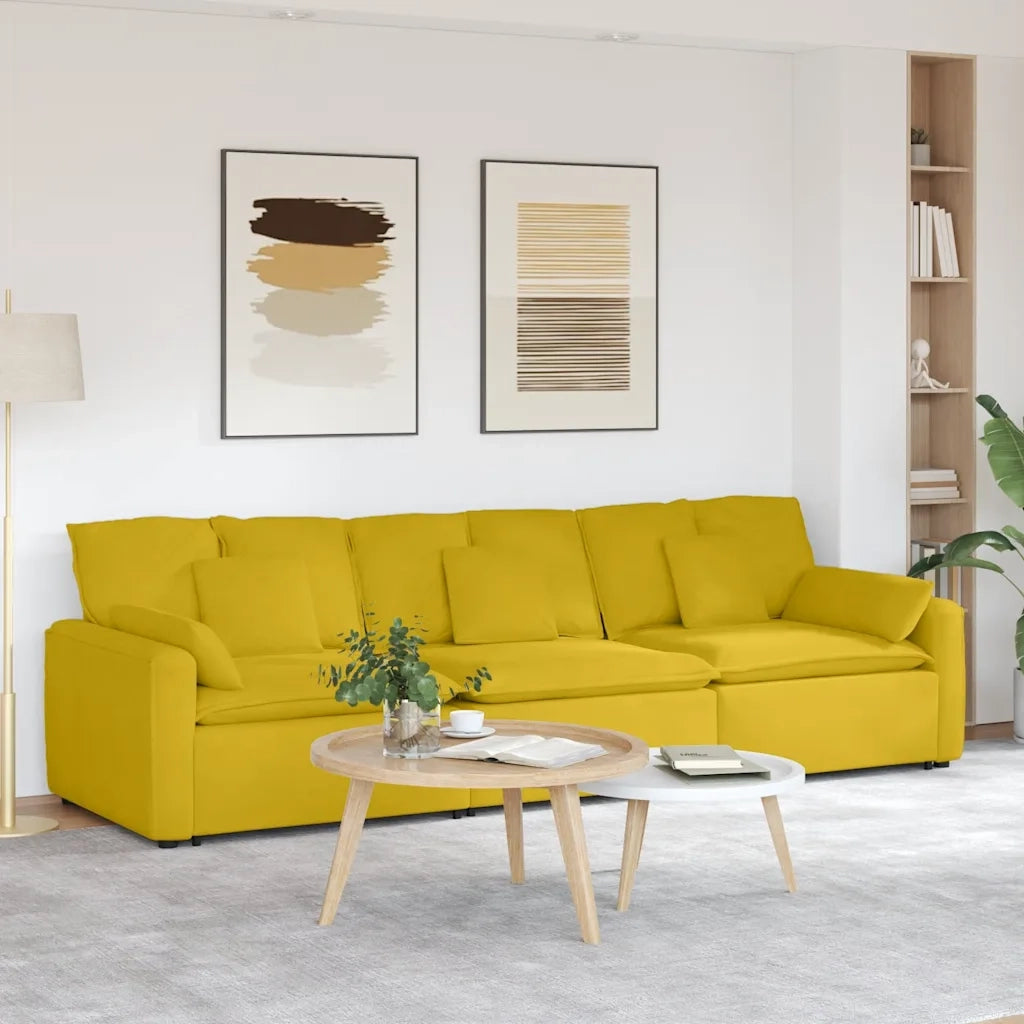 Divano Modulare con Cuscini Giallo 3321105