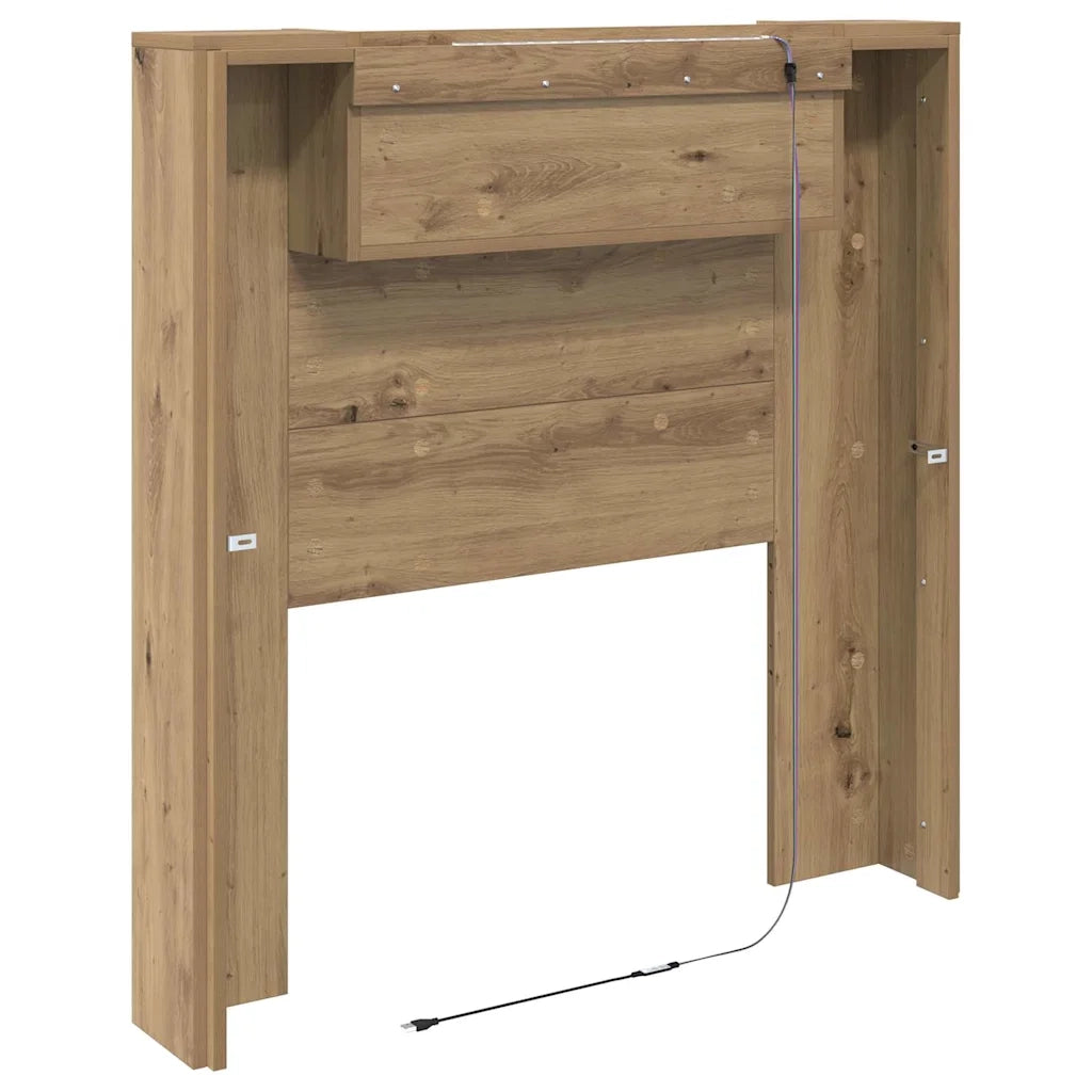 Testiera con lo scaffale-Testata contenitore Rovere artigianale 100 x 15 x 103,5 cm 640841