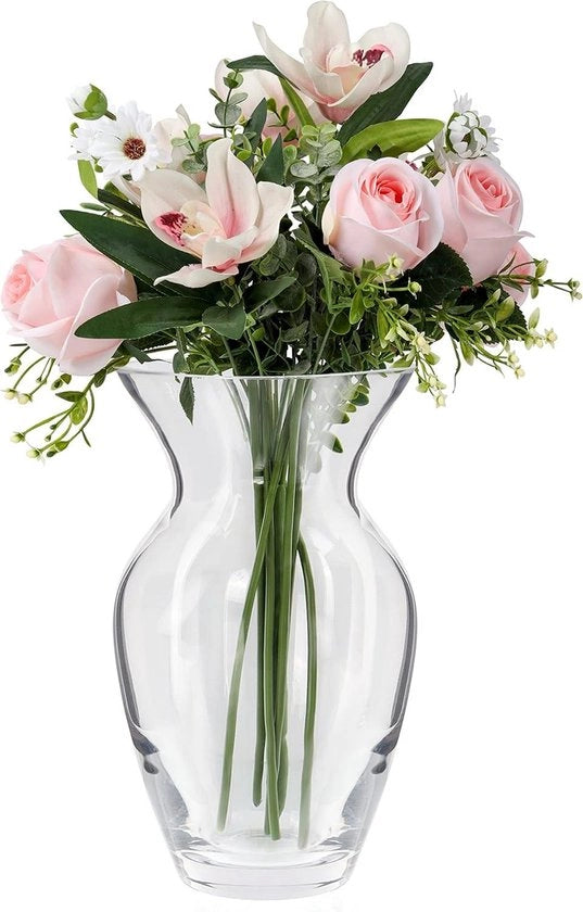 Vaso di Cristallo Moderno - 18 cm - Cilindro Decorativo per Casa e Ufficio - Vaso per Decorazione di Tavola