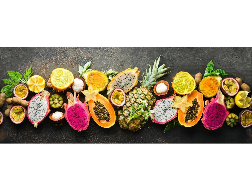 Tappeto Cucina Antiscivolo Made in Italy Passatoia Antimacchia Multiuso Corridoio Soggiorno Lavabile in Lavatrice - 50x450 - Frutta esotica