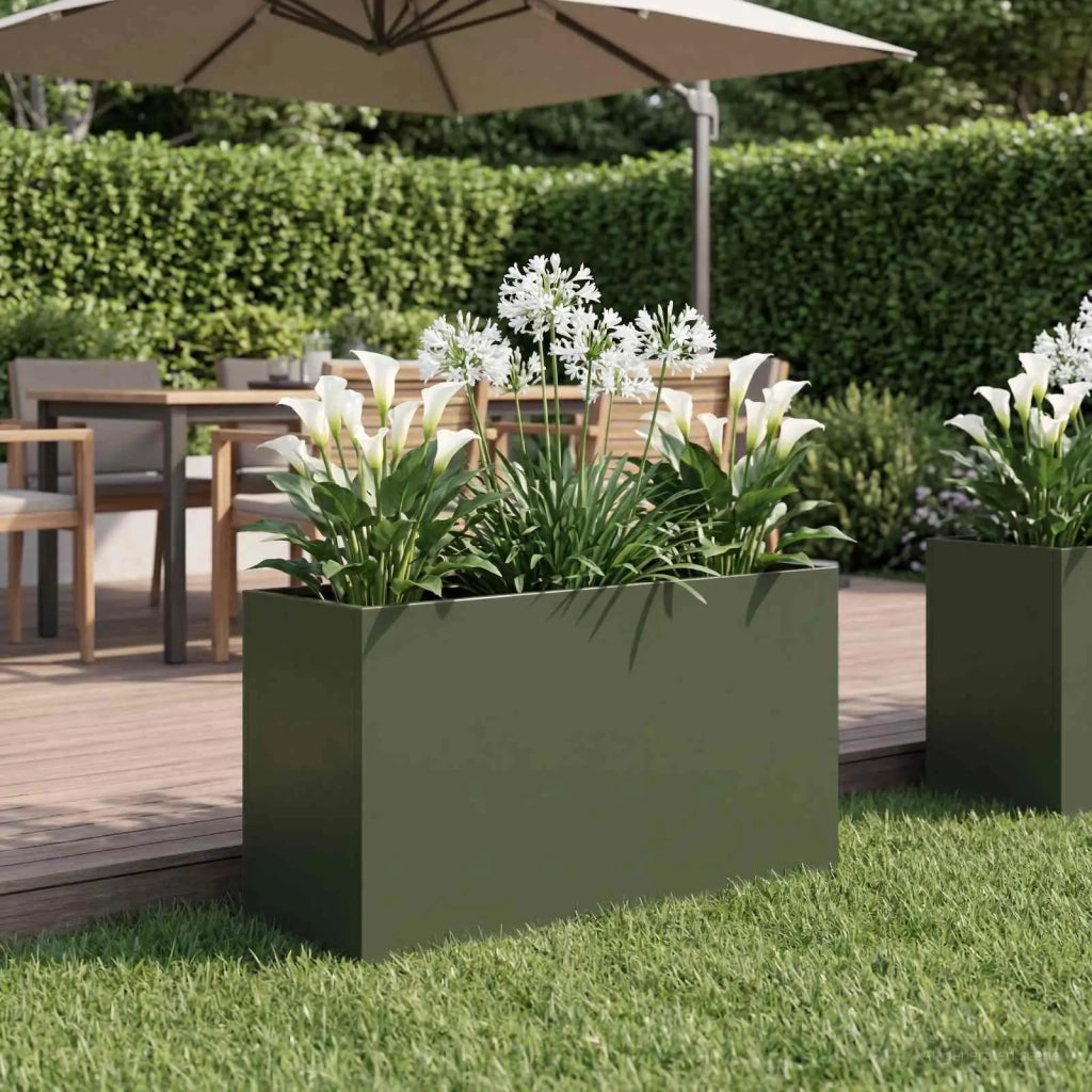 Vaso da giardino Verde Oliva 80 x 30 x 40 cm 8005588