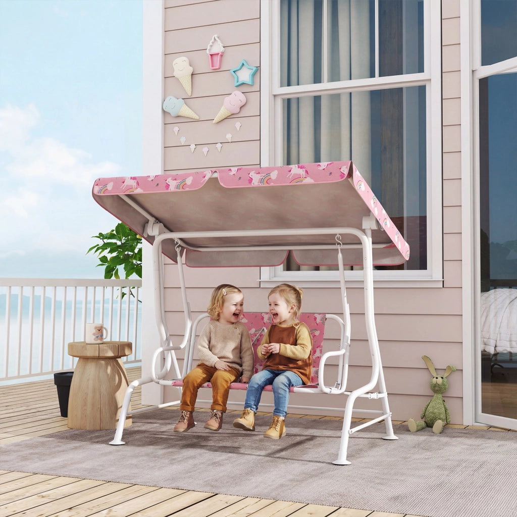 Dondolo per Bambini Altalena da Giardino 2 Posti 112x75x120 cm Rosa