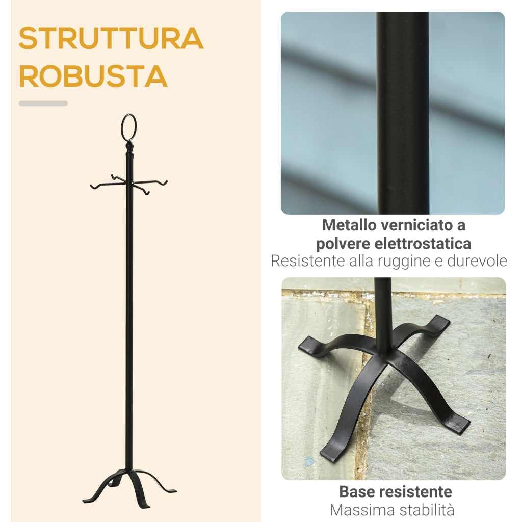 Easycomfort Set 5 Attrezzi per Camino Base con Attizzatoio, Pinza, Paletta e Scopa 20x20x82.5cm, Nero