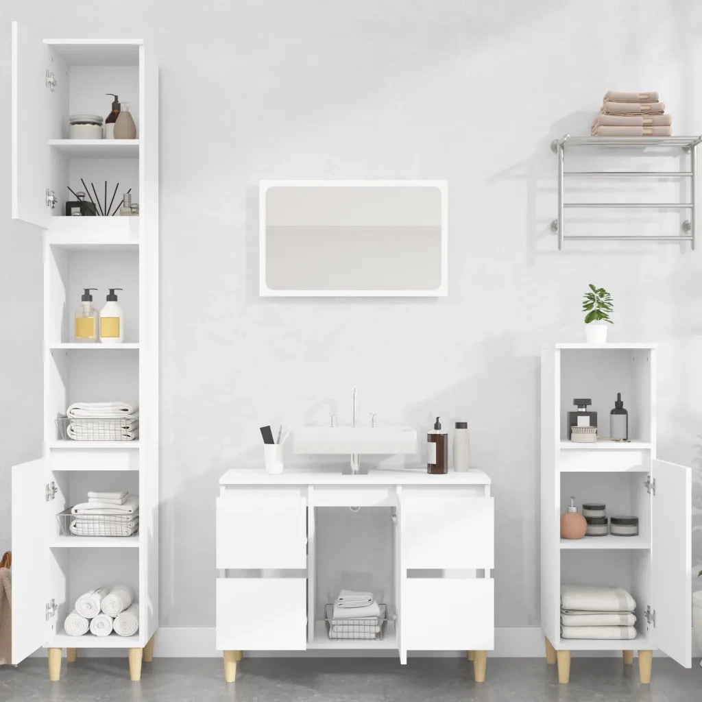 Mobile Lavabo-Armadietto da bagno Bianco 80x33x60 cm in Legno Multistrato 107754