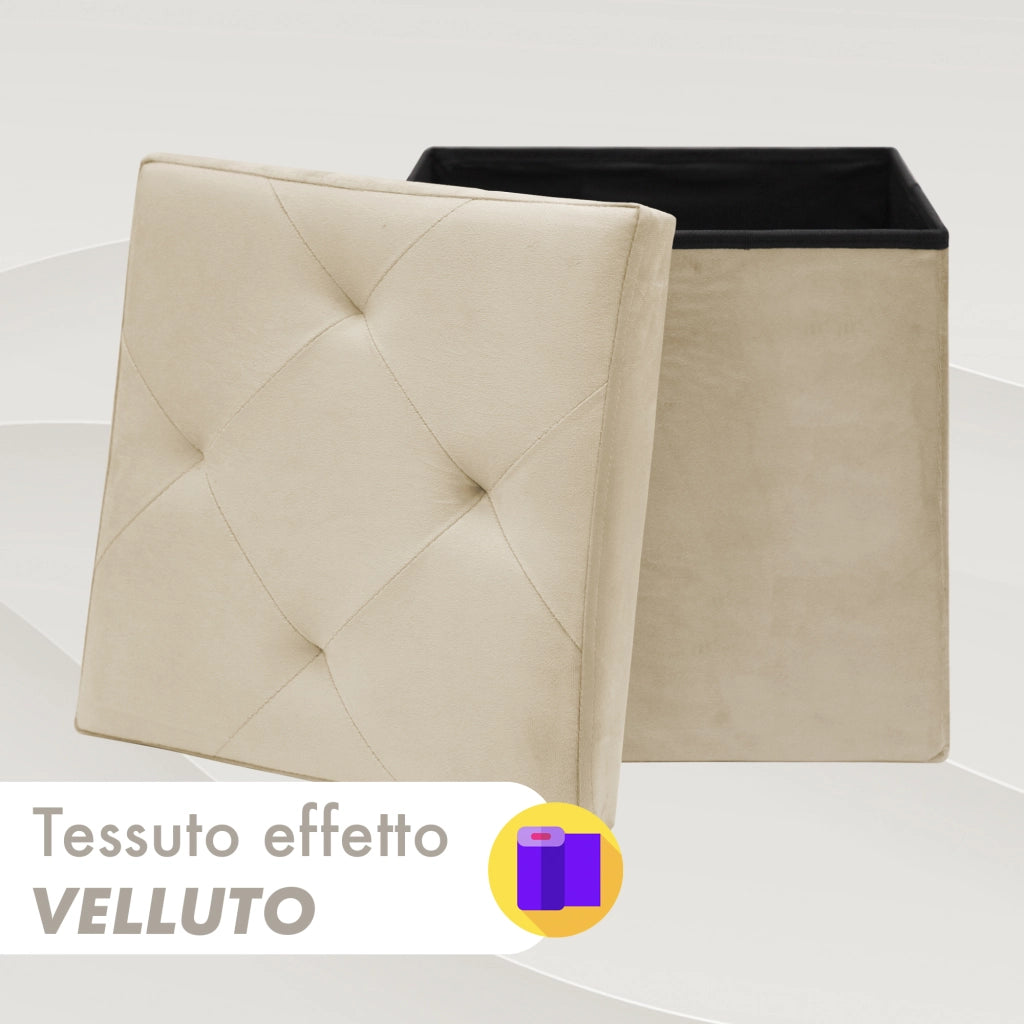 Pouf Contenitore In Velluto Quadrato Moderno Panca Cassapanca Soggiorno Panchina Per Ingresso Scarpiera Sgabello Panca Moderna  Panna