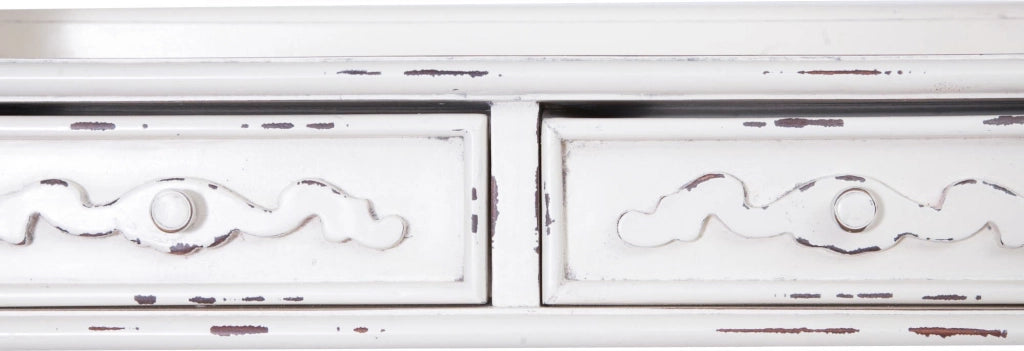 Biscottini Mensola etagere a muro in legno massello di mogano finitura bianca anticata 52x20x90 cm