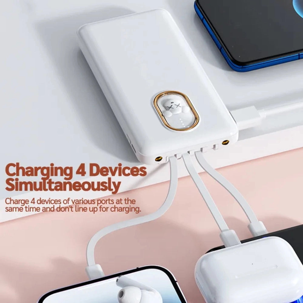 Trade Shop - Power Bank Caricabatterie Portatile Da 12000mah 5v/2.1a Con 4 Cavi Ricarica Q-dc388 -