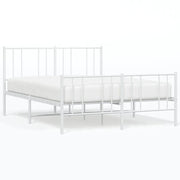 Letto matrimoniale | Letto per adulti | Giroletto con Testiera e Pediera Metallo Bianco 150x200 cm