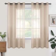 Set di tende di vetro di 2 pezzi - Translucido - Con anelli - 140x145 cm - Poliester - Semi-trasparente - Decorazione per finestre