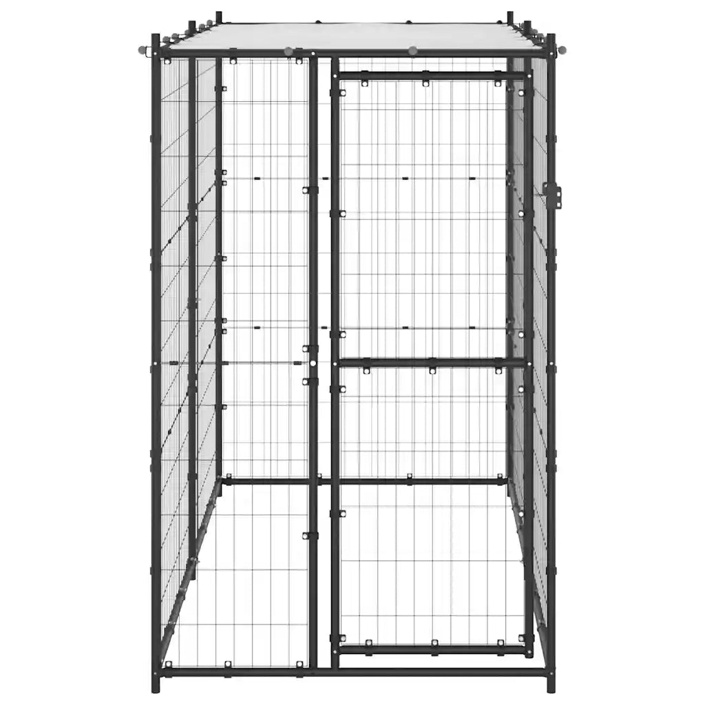 Gabbia per Cani da Esterno in Acciaio con Tetto 110x220x180 cm 150795