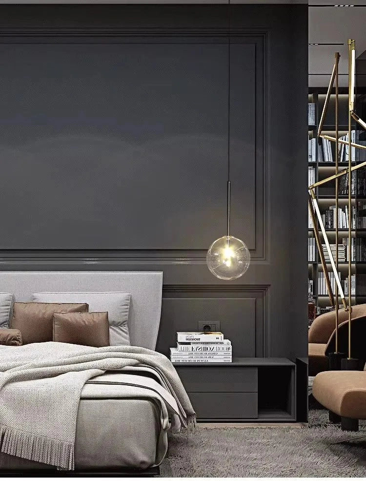 Lampada Da Soffitto A Sospensione Con Sfera Di Vetro 20cm APP1685-1CP