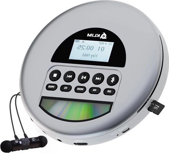 Portatile 2024 Lettore CD - Batteria Integrata - Lunga Durata - Con Cuffia - Compatibile con CD-R CD-RW MP3 - Lettore CD Bluetooth - Grigio - Per Auto Casa Esterno