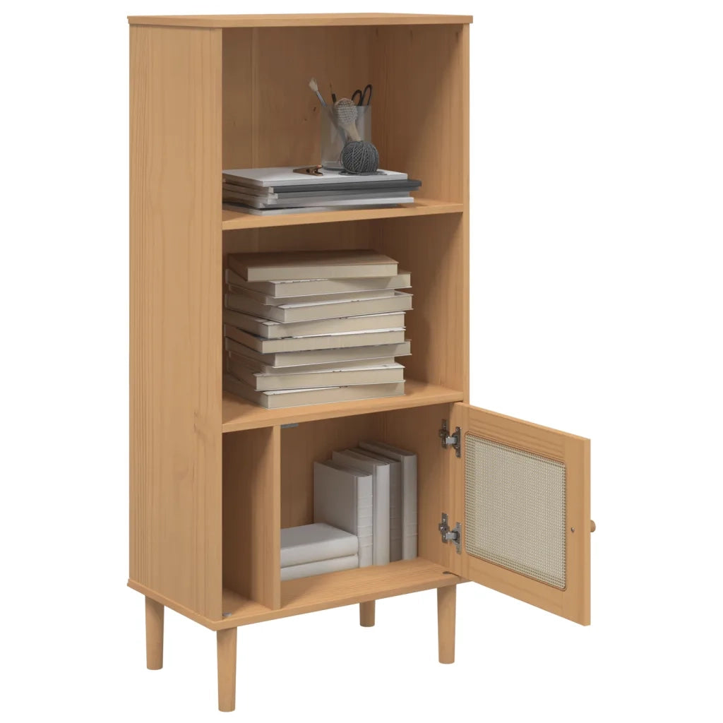Credenza SENJA Aspetto Rattan Marrone 60x35x130 cm Legno Pino 358058