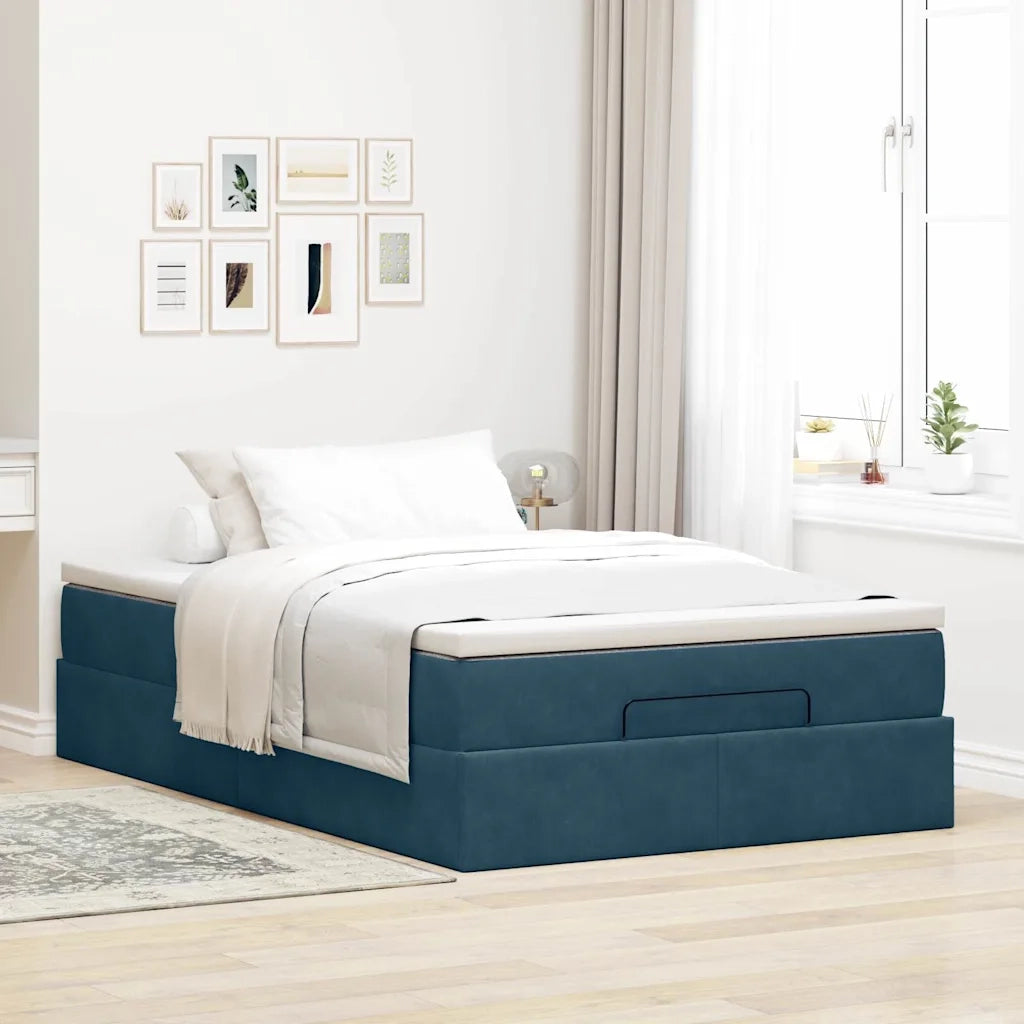 Pouf Letto con Materasso Blu Scuro 120x190 cm Velluto 3311175