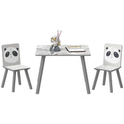 SET TAVOLINO E 2 SEDIE PER BAMBINI 3-8 ANNI IN MDF E LEGNO DI PINO GRIGIO