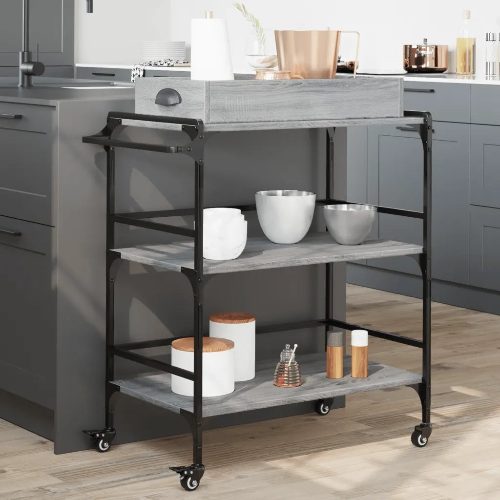 Carrello Cucina Grigio Sonoma 81,5x41x92,5 cm Legno Multistrato CFW7517742