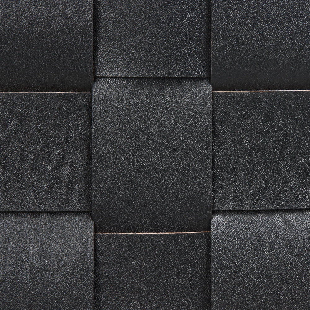 Set di 2 cesti fatti a mano in ecopelle nero con manici design retrò