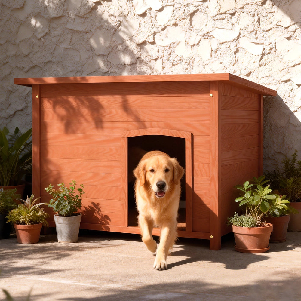 Cuccia per Cani in Legno da Esterno Tetto Apribile Impermeabile 116x79x81cm