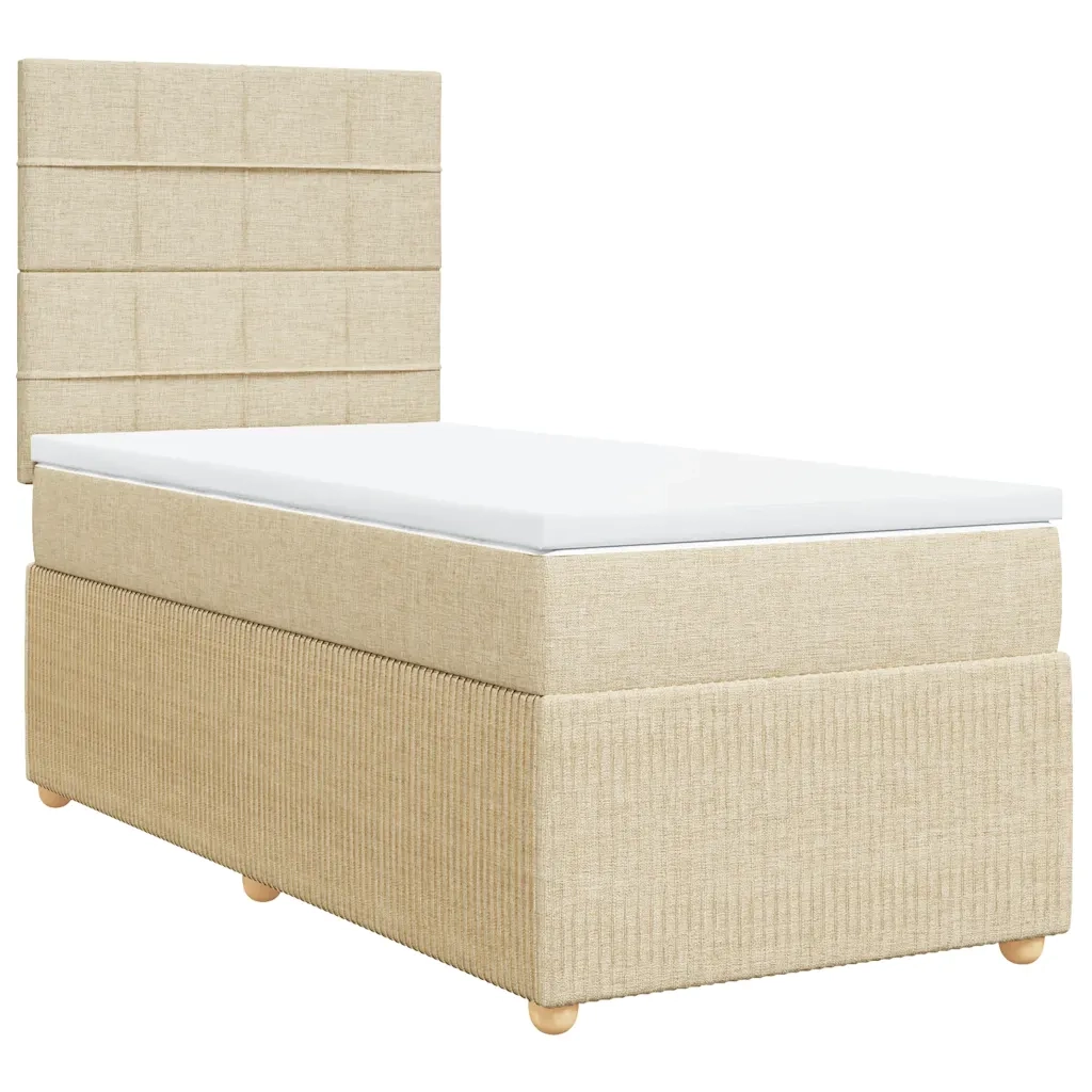 Giroletto a Molle con Materasso Crema 90x190 cm in Tessuto 3294216