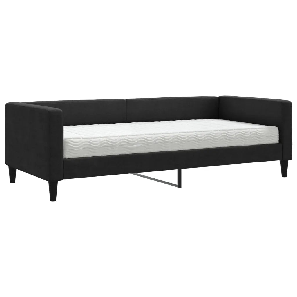 Divano Letto con Materasso Nero 90x200 cm in Tessuto 3196562
