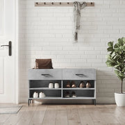 Panca Porta Scarpe-Sgabello-Panca Scarpiera Grigio Cemento 102x35x55cm Legno Multistrato 972346
