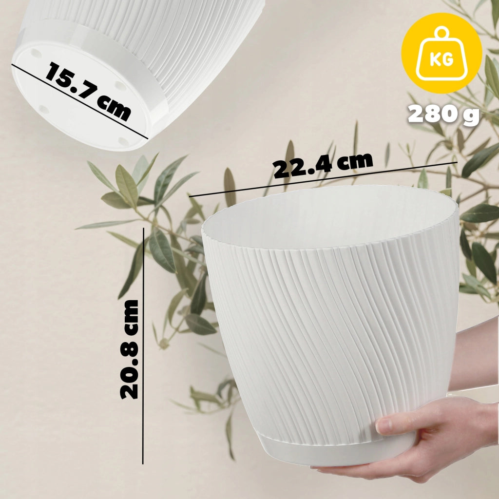 Vaso da fiori KADAX con supporto, coperchio, ciotola rotonda, 23 cm, bianco