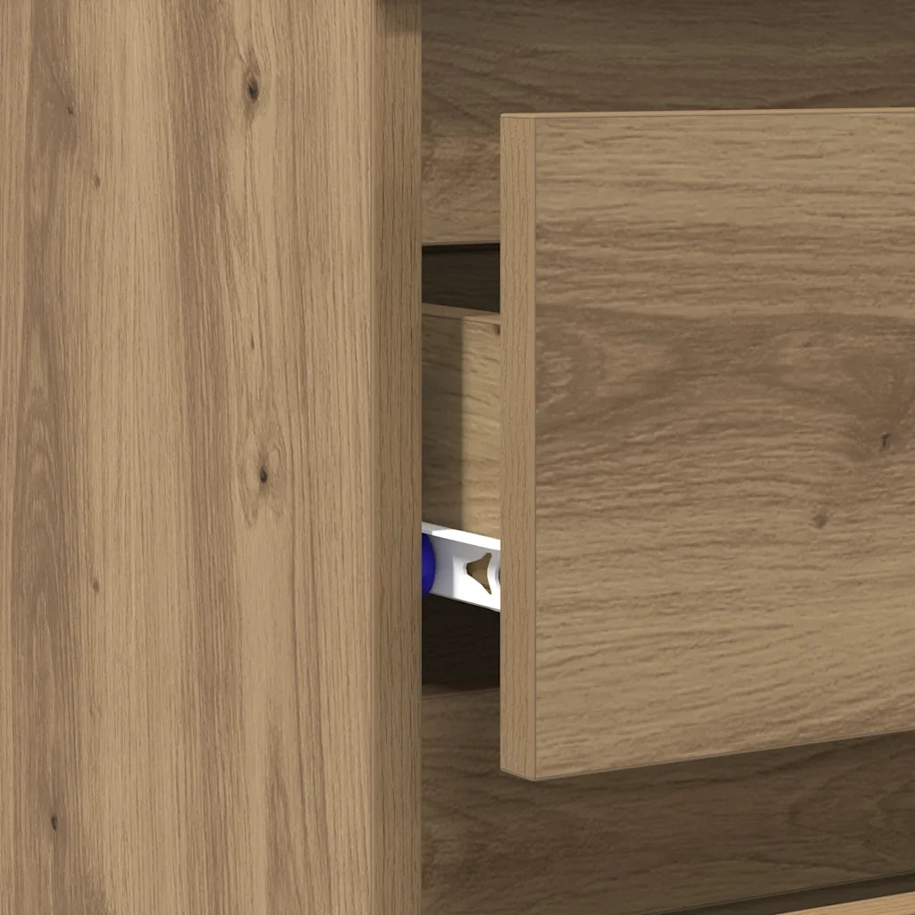 Set di 2 Comodini | Armadio da Notte | Mobiletto da notte Rovere Artigianale 40x35x62,5 cm Legno Multistrato