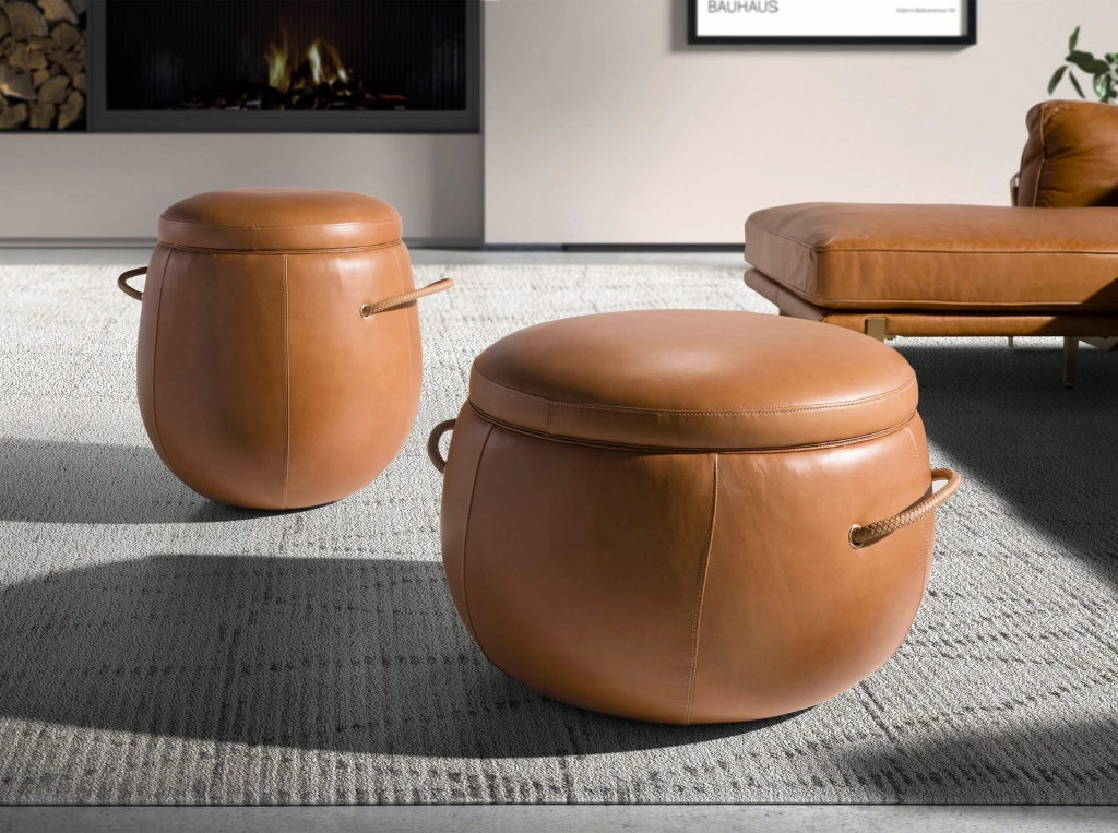 Pouf in pelle di cammello