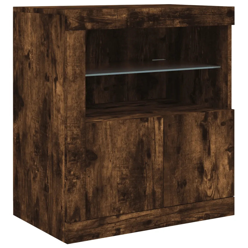 Credenza con Luci LED Rovere Fumo 162x37x67 cm 3209034