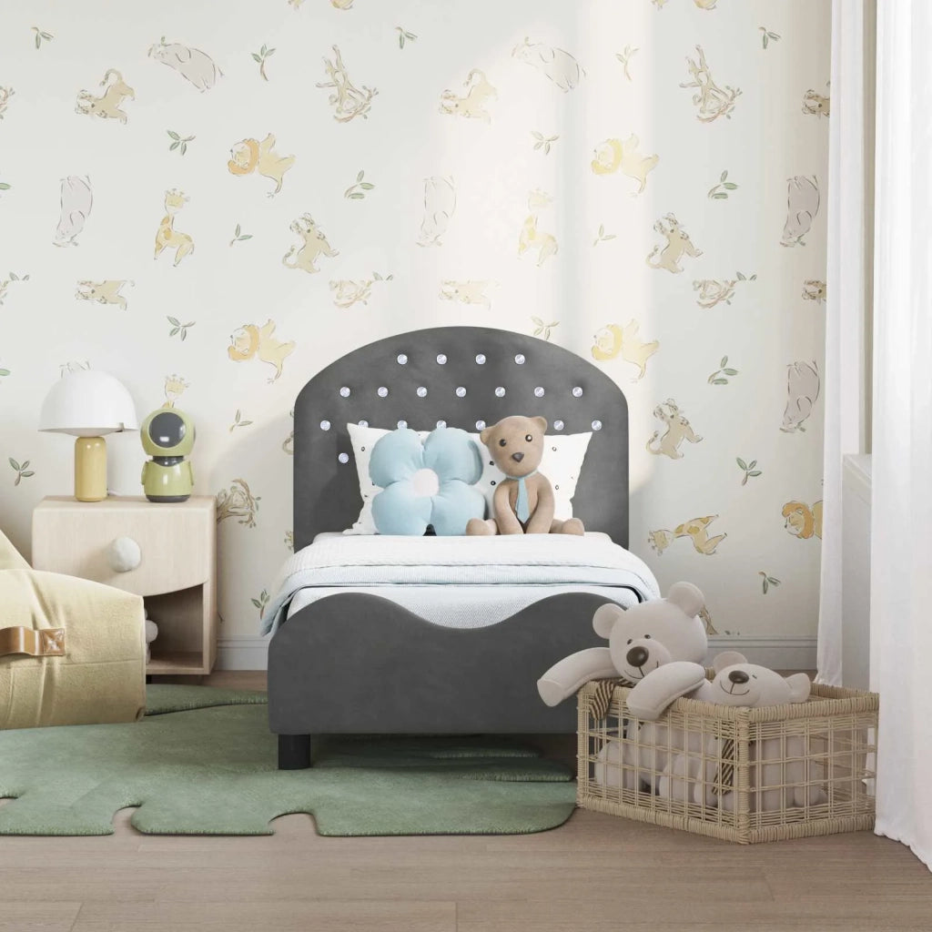 Struttura letto per bambini con testata Grigio Scuro Velluto