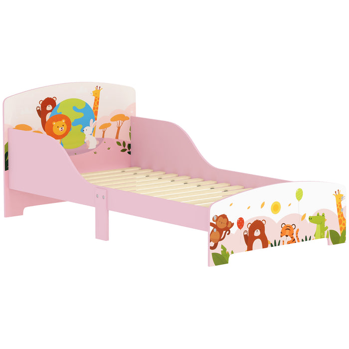 Letto per Bambini 3+ Anni 143x77x60 cm con Bordi e Sponde Rialzati in MDF Rosa