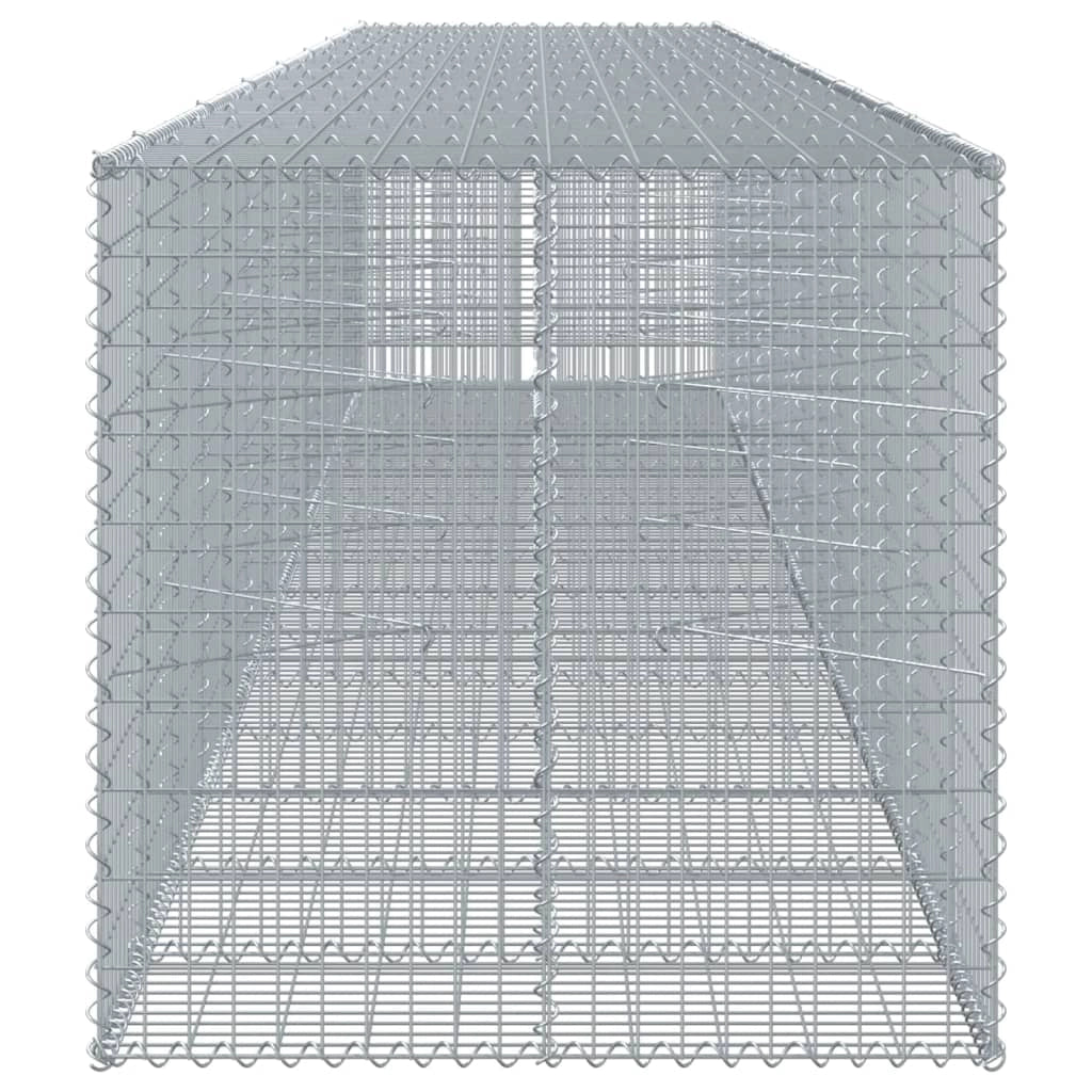 Gabbione recinto a gabbia muro di contenimento con coperchio 750 x 100 x 100 cm ferro zincato argento 02_0040197