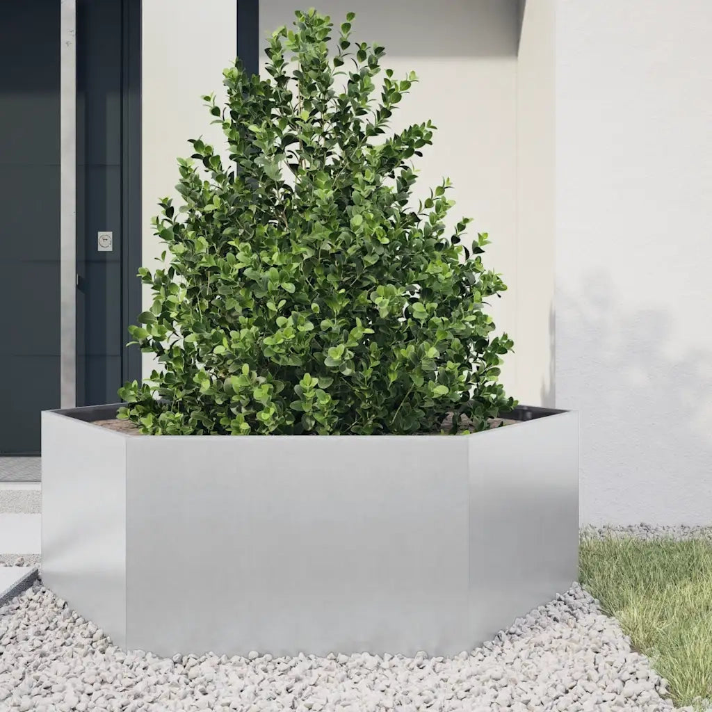 Fioriera da Giardino Esagono 138x120x45 cm in Acciaio Zincato 851141