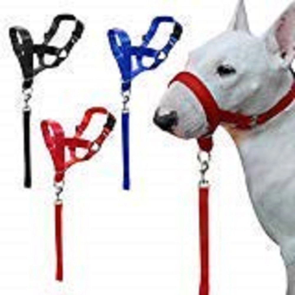 Trade Shop - Museruola Da Addestramento Cane Nylon Collare Cintura Regolabile Taglia S M L Resistente -