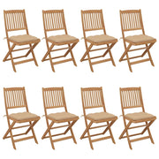 Sedie da Giardino Pieghevoli 8 pz con Cuscini Massello Acacia cod mxl 8502