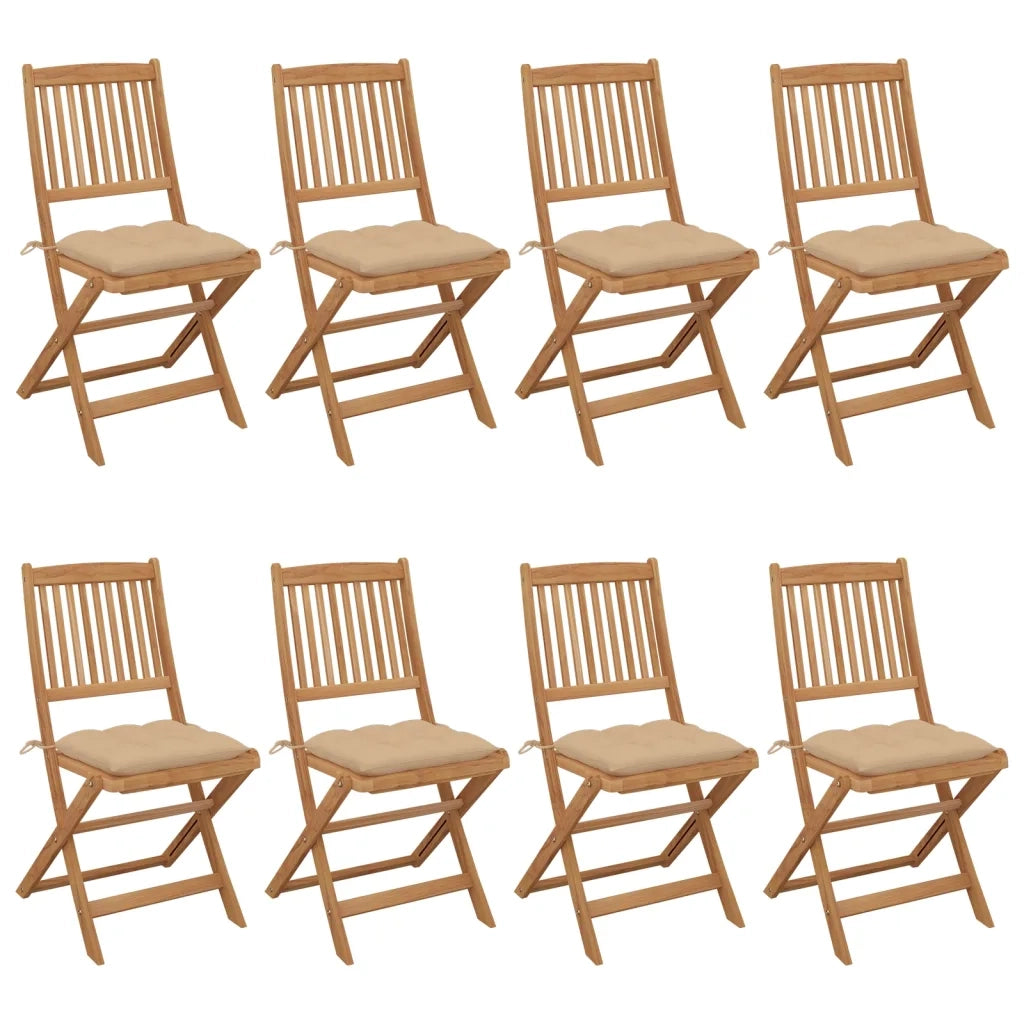 Sedie da Giardino Pieghevoli 8 pz con Cuscini Massello Acacia cod mxl 8502