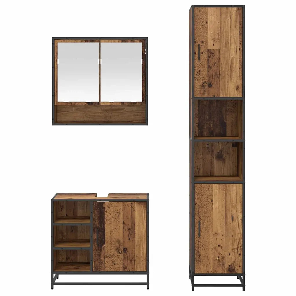 Set di mobili per il bagno con lo scaffale 3 pcs Legno vecchio 3402438