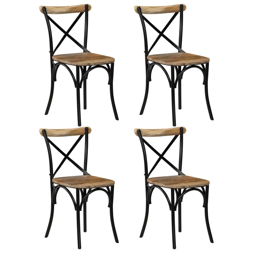 Sedie a Croce 4 pz Nere in Legno Massello di Mango cod mxl 22630