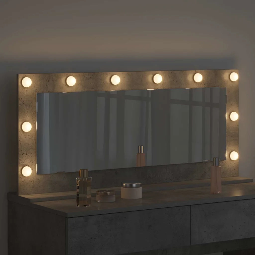 Specchio da Vanità Rettangolare Grigio cemento 100 x 45 x 18 cm 868328