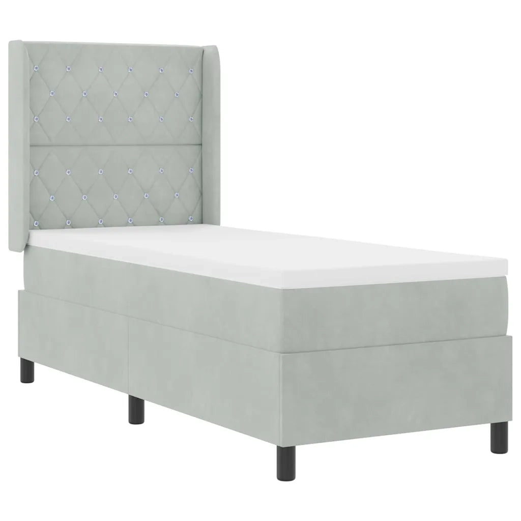Letto a molle con materasso Grigio chiaro 80 x 200 cm Velluto 3343784