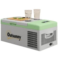 Frigorifero per Auto, Frigorifero Portatile 16L, -20°C a 10°C, ECO/MAX, 60x32x26cm, Verde e Grigio