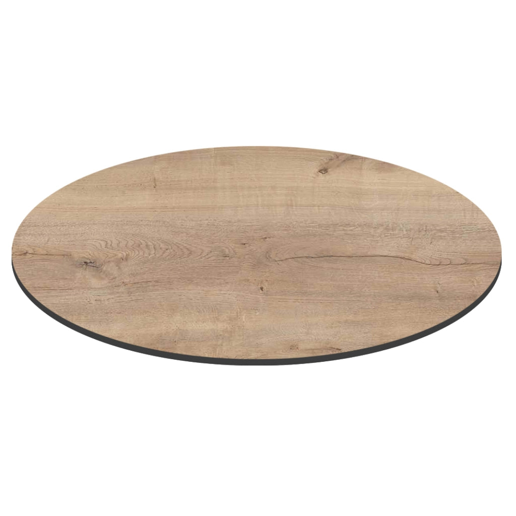 Oviala - Tavolo da giardino diam 60cm inclinabile allu e HPL quercia naturale