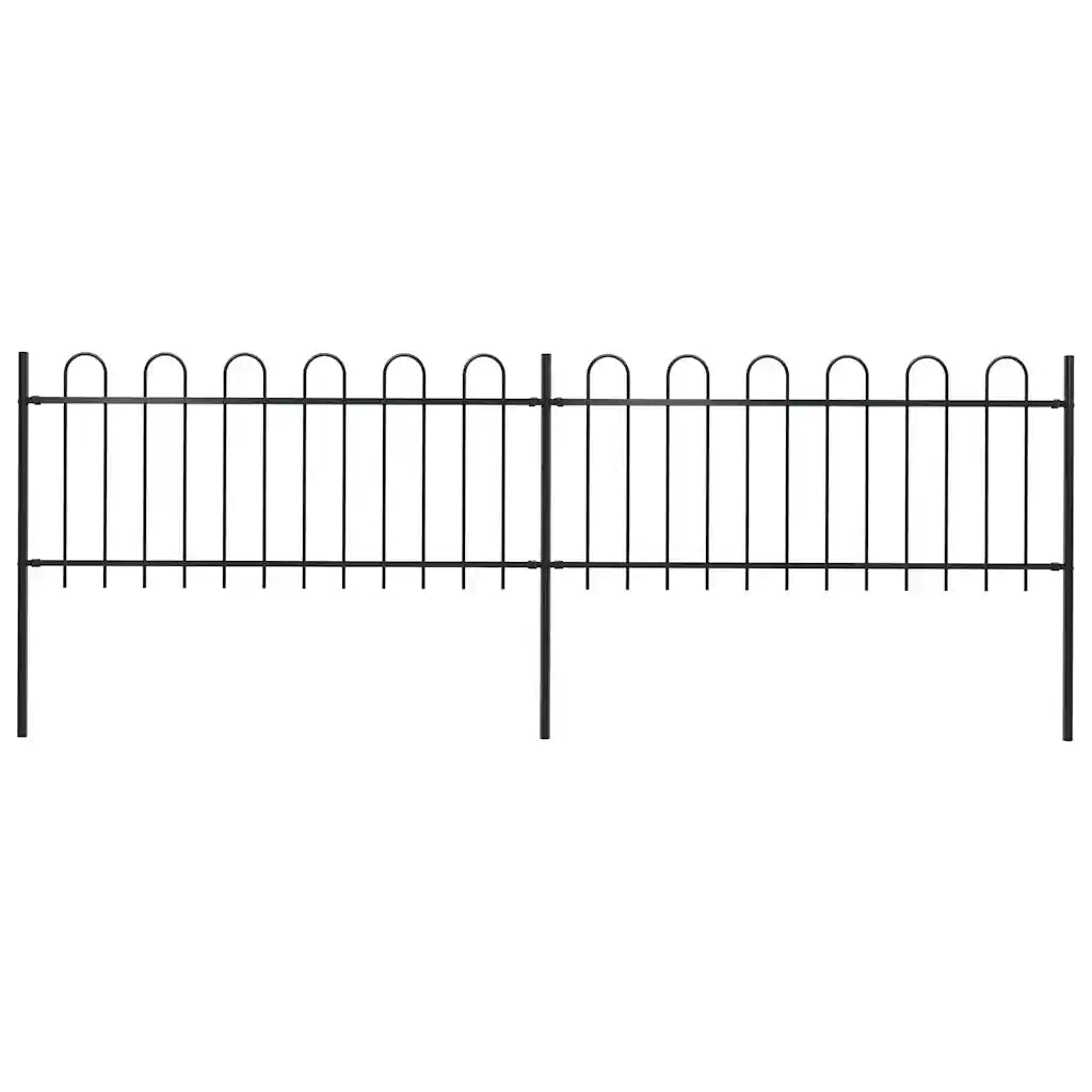 Recinzione da Giardino con Parte Superiore ad Anello in Acciaio 359x80 cm Nero 277648